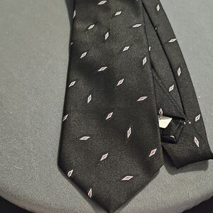 Wembley Black Tie with Small White and Red Diamond Motif
